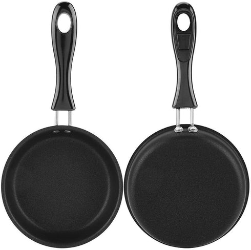 12cm Mini Round Frying Pan for Frying Eggs, Egg Pan Iron Coating Kitchen Cookware Household Small Kitchen Cooker, Black...