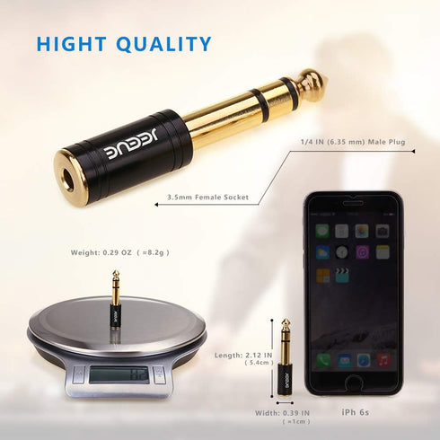1/4" to 3.5mm Headphones Adapters, Upgrade 6.35mm(1/4") Male - 3.5mm Female Socket Stereo Pure Copper Jack Adaptor Bring You Professional Sound Bl...