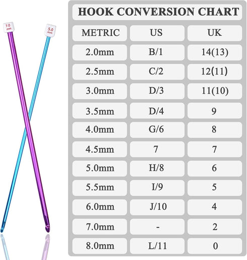 Coopay Long Crochet Hook Set, 11pcs Tunisian Multicolor Afghan Crochet Needles for Crocheting, 2mm(B)-8mm(L), Great Knitting & Crochet Supplies To...