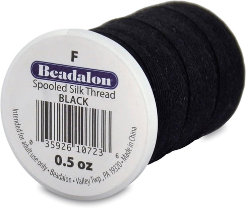 Beadalon Silk Thread, Size F / .014 in, Black, 0.5 oz, 420 ft...