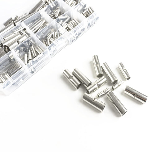 300PCS Non-Insulated Butt Connectors Kit, Connectors of Tinned Red Copper, 24-22 22-18 18-14 14-12 12-10 14 8 Gauge Electrical Wire Crimp Seamless...