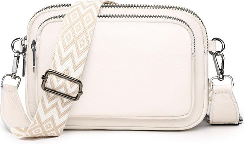 Small Crossbody Bag for Women Genuine leather Crossbody Purses with Wide Guitar Strap Shoulder Handbag Satchel...