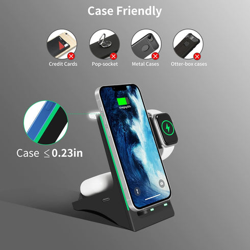 Wireless Charger, 3 in 1 Wireless Fast Charging Stand Dock for Apple Watch 6/5/4/3/2, Airpods 2/Pro, iPhone 13/13 Pro/13 Pro Max /12/11/Pro/Pro Ma...