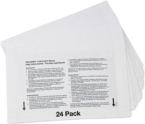 Paper Shredder Lubricant Sheets, Shredder Sharpening & Lubricating Sheets, Mess-Free Easy to Use - 5.5" x 2.8-24 Pack...