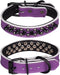 Adjustable Genuine Leather Spiked Studded Dog Collars for Small Medium Large Pets Like Pit Bull Bulldog Pugs Husky (M, Purple1)...