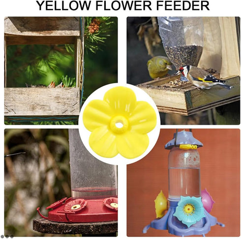 10pcs Yellow Hummingbird Feeder Flower Shaped Plastic Bird Feeding Ports...