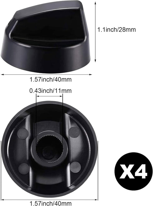 Jetec 4 Pack Control Knobs Replacement with 12 Adapters for Oven/Stove/Range, Please Check Carefully Whether The Dimensions in Figure Match(Black)...