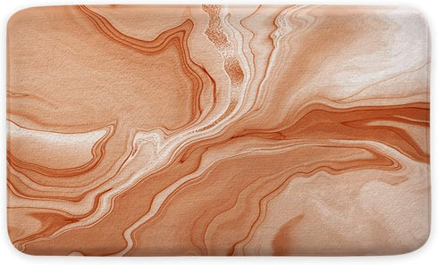 Orange Bathroom Rug Mat, Abstract Marble Bath Mats for Bathroom Non Slip, Modern Bath Rug Soft Luxury Microfiber Floor Rug for Tub Shower 19" x 31...