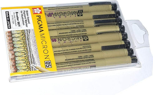 Sakura Pigma Micron pens 05 line Drawing 8 Color Set, Archival ink fineliner manga pen, Bible journaling Study kit...