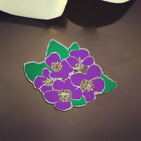 African Black Lady Social Floral Violet Pin Purple Flower Brooch Women Jewelry Gifts...