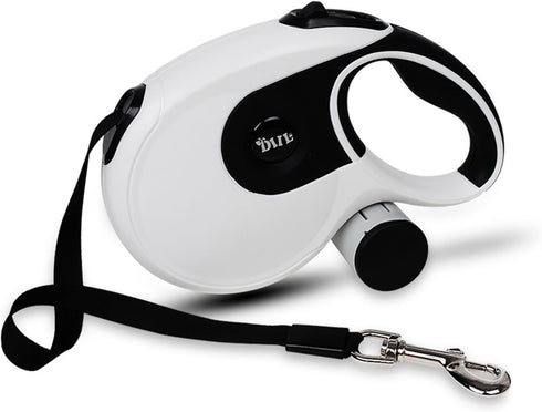 16ft Retractable Dog Leash with Poop Bags, Anti-Slip Handle, Strong Nylon Tape, Dog Walking Leash for Small Dogs up to 26lbs, 360° Tangle Free (Wh...