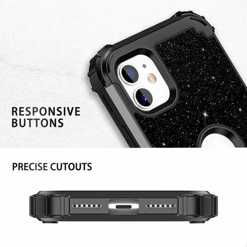 LONTECT for iPhone 11 Case Glitter Sparkly Bling 3 in 1 Shockproof Heavy Duty Full Body Sturdy Protective Case for Apple iPhone 11 with 2 Screen P...