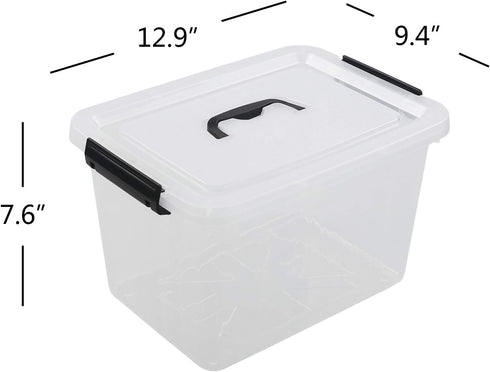 1-Pack Plastic Storage Box, Clear Latch Box with Handle and Lid, 10 L...