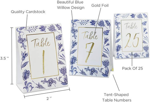 Kate Aspen Blue Willow (1-25) Wedding Table Numbers, One Size (28537NA), Wedding Decorations, Seat Assignments, Table Decor...