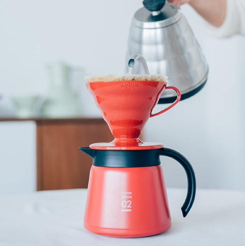 Hario V60 Plastic Coffee Dripper Pour Over Cone Coffee Maker Size 02, Red...