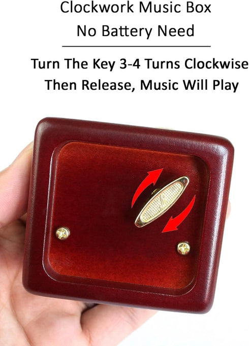 Sinzyo Sailor Moon Music Box Vintage Wood Carved Wind Up Musical Box Gift For Christmas,Birthday,Valentine's Day(Wine Red Box)...