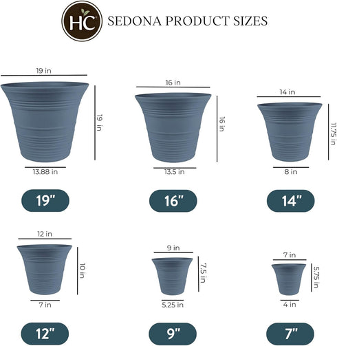 The HC Companies 7 Inch Sedona Round Self Watering Planter - Small Decorative Lightweight Plastic Plant Pot for Indoor Outdoor Plants Flowers Herb...