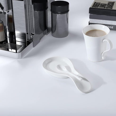 Porcelain Spoon Rest Large Spoon Holder Utensil Rest for Kitchen Counter Stove Top, Dishwasher Safe (White)...
