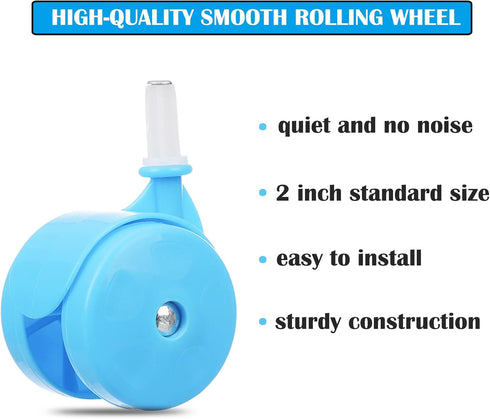 Baby Walker Replacement Wheels, Set of 4, Baby Walker Accessories, Plastic Wheels Casters, Universal Wheels (Blue)...