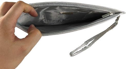 Boutique De FGG Silver Crystal Clutch Purse Envelope Evening Clutch Handbags Women's Wedding Party Messenger Bags...
