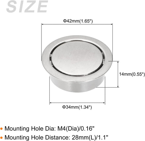 Circular Flush Pull Handle(34mm/1.34") 1Pcs, Zinc Alloy Recessed Pull Handle with Screws - for Drawer Sliding Door, Dark Silver...
