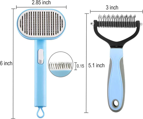 Dog Brush for Shedding, Undercoat Rake for Dogs, Cat Hair Brush, Self Cleaning Slicker Brush for Short and Long Haired Cats Dogs, Dog Deshedding B...