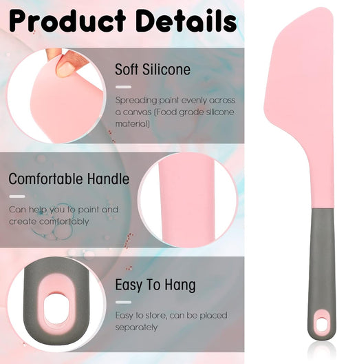 Paint Spatula Silicone Spatula Silicone Art Painting Tools Art Supplies Spreading Paint Tools for Texturizing and Moving Paint Fluid Artist Painti...