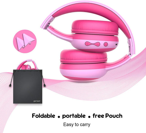 gorsun Bluetooth Kids Headphones with Microphone,Children's Wireless Headsets with 85dB Volume Limited Hearing Protection,Stereo Over-Ear Headphon...
