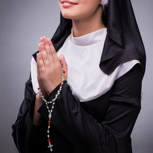 610 Pcs Rosary Pearl Beads Carved Rose Beads Rosary Cross Centerpiece Crucifix Medal, Rosary Making Supplies Silver Jesus Maria Pendant for Rosary...