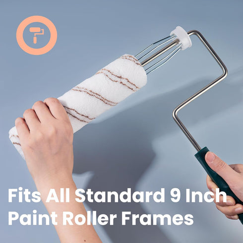 Mister Rui Paint Rollers, 6 Pack, 9 Inch Microfiber Paint Roller Covers, 10 mm Nap, Paint Rollers for Painting Walls, Paint Roller Sleeves, Painti...