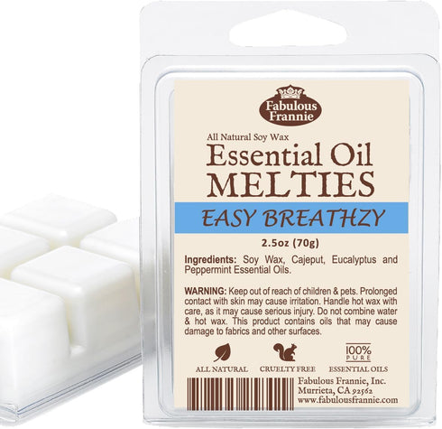 Fabulous Frannie Easy Breathzy All Natural Soy Candle Meltie Tart Made with Pure Eucalyptus, Cajeput and Peppermint Essential Oils 2.5oz...