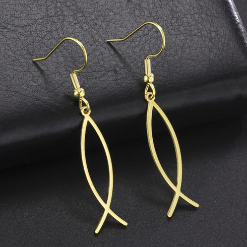 Earrings For Women Jesus Fish Faith Symbol Earrings Stainless Steel Chic Arc Fish Hook Earrings Christian Jewelry...