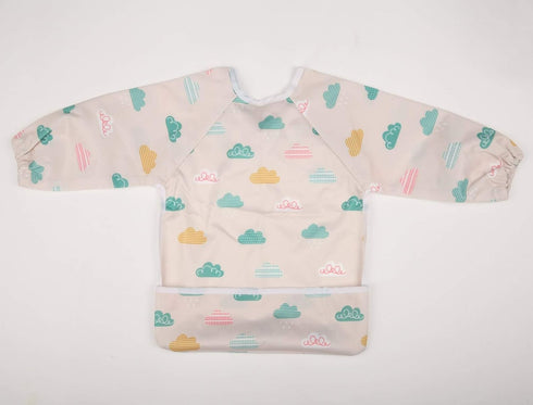 Baby Bib Sleeved Shirt With Pocket 1-3 years old Toddler Painting Drawing (Cloud)...