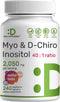 Myo-Inositol & D-Chiro Inositol Supplement (40:1) 2,050mg Per Serving, 240 Veggie Capsules – with Folate, Vitamin D3, & Vitex Complex – Women Heal...