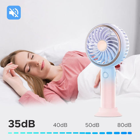Handheld Mini Fan, Portable Rechargeable Mini Fan with 3 Speed, Battery?8-12 Hours?, Cute Gradient Hand Held Small Makeup Fan with Color Light for...
