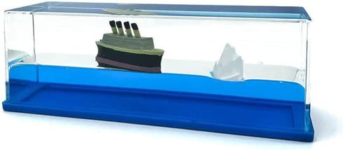 Unsinkable Titanic Simulator Toy Wavey Boat in a Box Liquid Wave Cruise Fluid Ship Decoration Ornament for Car Decoration Paperweight Desk Toy Gif...