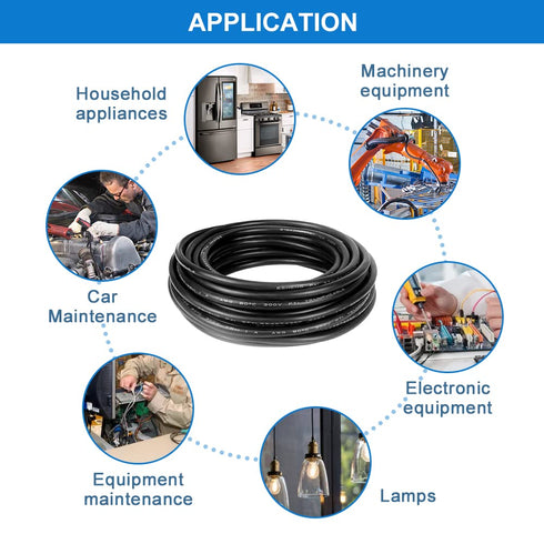 22 Gauge 3 Conductor Electrical Wire, 50FT 22AWG Black PVC Stranded Tinned Copper 3 Wire Cable, 22/3 Cord Extension Cable...