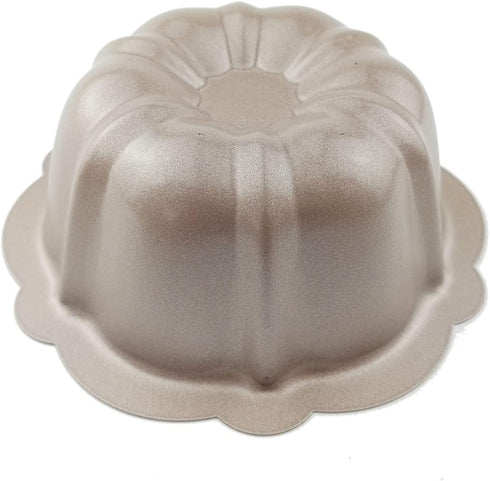 4 Inch Nonstick Mini Bundt Cake Pan, Set of 4 for Baking, Carbon Steel Fluted Cake Pans, Metal Round Pumpkin Shaped Cake Mould for Cupcake, Muffin...