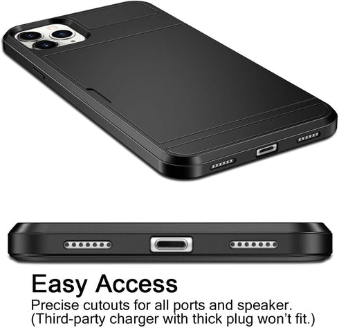 Vofolen Case for iPhone 11 Pro Max Case Wallet Credit Card Holder Slot Sliding Door Hidden Pocket Dual Layer Hybrid Bumper Armor Protective Hard S...