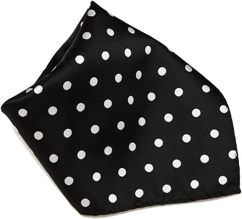 Vesuvio Napoli BLACK with WHITE Polka Dots Handkerchief Pocket Square Hanky Men's Handkerchiefs...