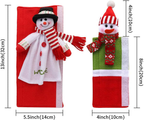 Aytai 4pcs Christmas Fridge Handle Covers Snowman Refrigerator Door Handle Cover Kitchen Appliance for Christmas Decorations