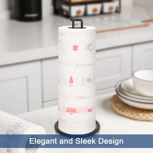 NearMoon Paper Towel Holder/Stand Dispenser, Sturdy, All Metal, Standard or Jumbo-Sized for Kitchen Countertop, Farmhouse, Living Room (1 Pack, Ma...