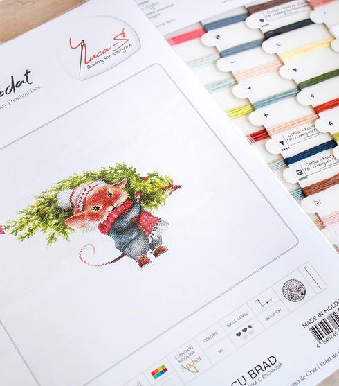 Luca-S Counted Cross Stitch kit Mouse with fir Tree 2215cm...