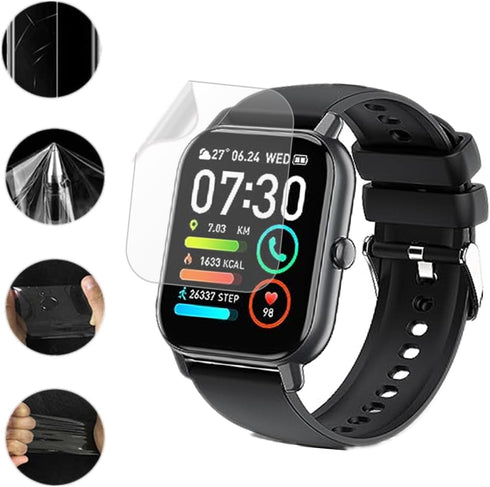 Compatible for Nerunsa P66D 1.85" Smart Watch Screen Protector (6 Pack) Compatible for Poounur P66E Smartwatch Flexible Full Coverage Clear TPU Fi...
