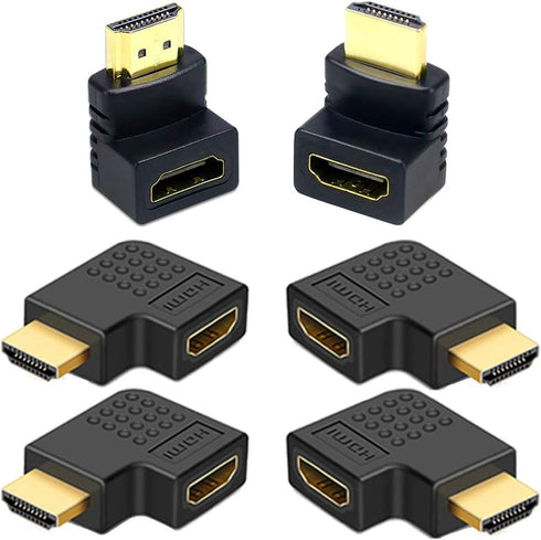 6Pack 3D and 4K HDMI Angled Adapter Combo 2 Pcs 90 and 270 Degree 4 Pcs Vertical Flat Left and Right 90 Degree Male to Female HDMI Adapter TV Conn...