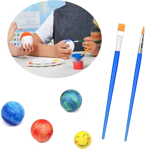 hesmartly 100 Pack 1 Inch Craft Foam Balls,White Polystyrene Smooth Round Balls and 2 Pieces Painting Brushes for DIY Projects Arts and Crafts Sup...