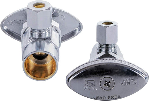 Everflow Supplies 71212PR-NL 1/2 X 3/8" CHROME PLATED No Lead BOXED ANGLE STOP VALVE WITH A SOLDER CUP AND A COMPRESSION CONNECT...