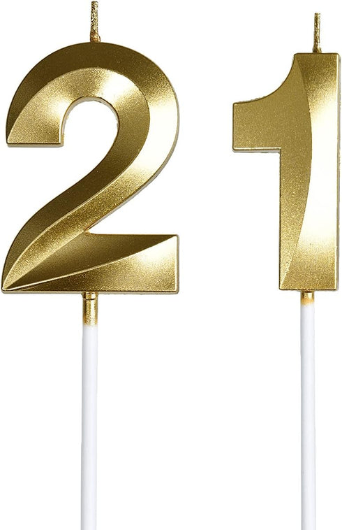 21st Birthday Candles,Gold Number 21 &12 Cake Topper for Birthday Decorations Party Decoration...