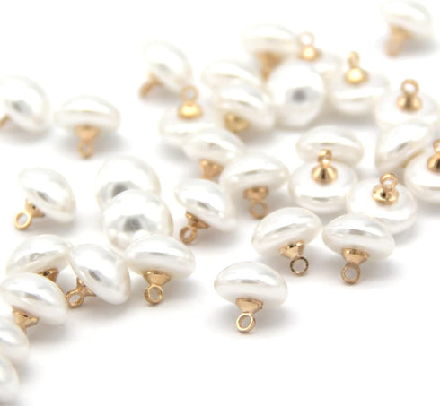 10mm Mushroom Semicircle White Faux Pearl Buttons for Sewing, Shirts, Skirts, Wedding Dresses, Jewelry Decorations, DIY Crafts (40pcs 10mm(0.394in...