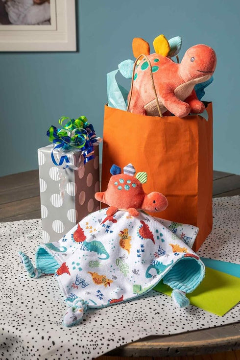 Mary Meyer Pebblesaurus Stuffed Animal Security Blanket, 13 x 13-Inches, Coral Dinosaur...